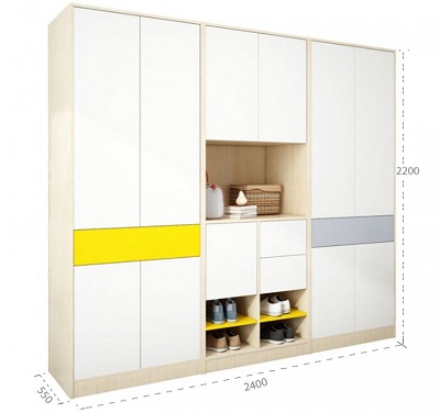 Tủ quần áo gỗ ép MDF kết hợp tủ để giầy GMDF267