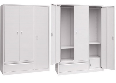 Tủ quần áo sắt 2 khoang 3 cánh mở TVPONC92 sơn tĩnh điện màu kem tsa3