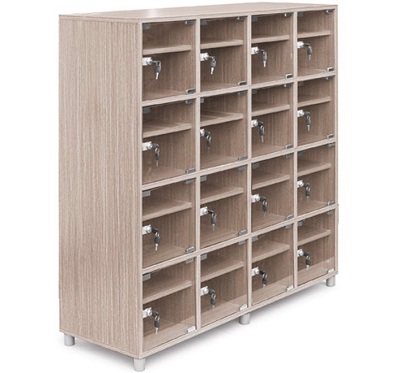 Tủ giày gỗ 16 ngăn có khóa cánh kính GTGONC34 tj-16k