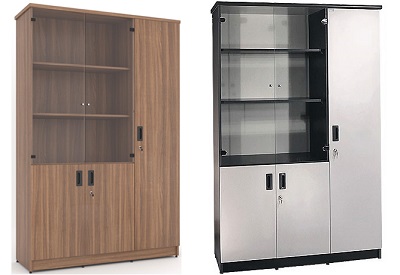 Tủ gỗ văn phòng kết hợp cánh kính và cánh gỗ TVPONC103