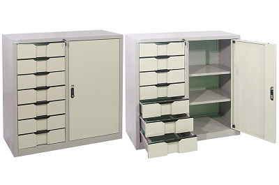 Tủ locker sắt chia 2 khoang 1 khoang cánh 7 ngăn kéo TVPONC88