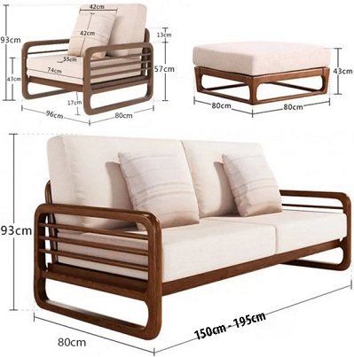Ghế sofa gia đình khung gỗ tự nhiên GSF87