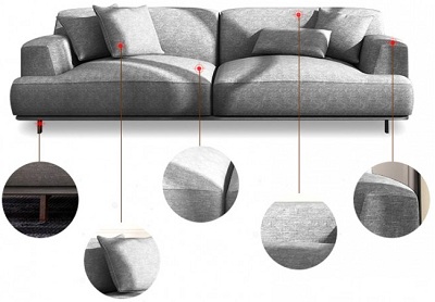 Ghế sofa bọc nỉ băng dài 222cm GSF145