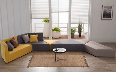Ghế sofa lắp ghép bọc nỉ thiết kế trẻ trung GSF61 hình thang và tam giác