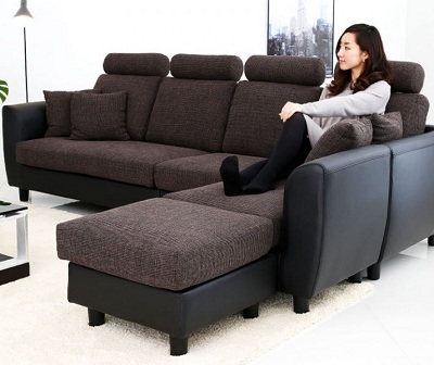 Ghế sofa góc L lớn bọc nỉ êm ái GSF230 không gian gia rộng