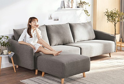 Ghế sofa văng cao cấp đệm bọc vải nỉ GSF34 bo góc tròn mềm mại