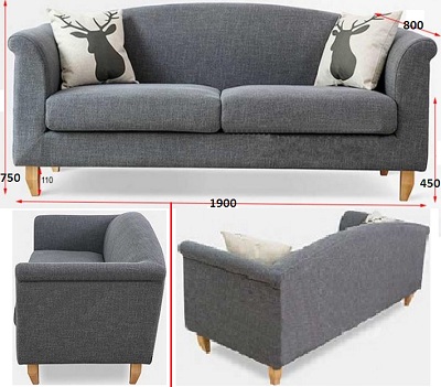Ghế sofa văng vai cong bọc nỉ cao cấp GSF241