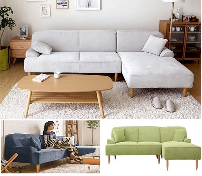 Ghế sofa góc L phòng khách bọc nỉ GSF224 chân cao thanh thoát