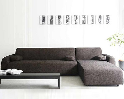 Mẫu ghế sofa đẹp bọc nỉ phòng khách GSF219 bộ sofa góc L màu nâu