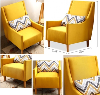 Ghế sofa đơn bọc nỉ vàng mềm mại GSF213