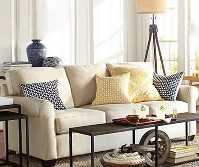 Ghế sofa bọc nỉ văng dài 210cm GSF211 sofa tân cổ điển màu be