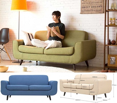 Ghế sofa bọc nỉ băng dài 1m6 phòng ngủ GSF206