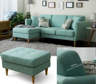 Ghế sofa bọc nỉ màu xanh 247cm GSF203 góc phải hoặc góc trái