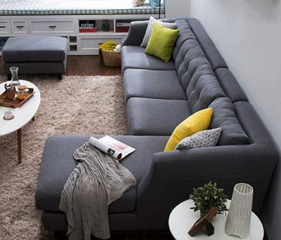 Ghế sofa góc bọc nỉ phòng khách GSF195 bố trí phòng khách
