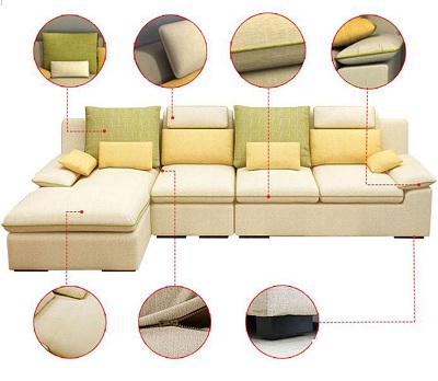 Bộ ghế sofa góc L bọc nỉ hiện đại GSF149
