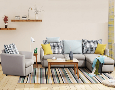 Ghế sofa bọc vải kết hợp da hiện đại GSF126 Kiểu dáng nhỏ gọn