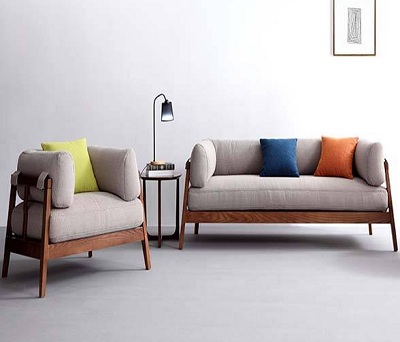 Ghế sofa bọc nỉ phòng khách khung gỗ tự nhiên GSF108