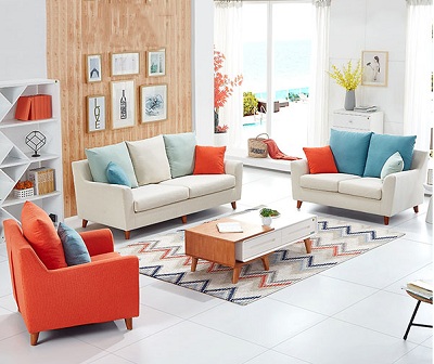Ghế sofa bọc nỉ khung gỗ tự nhiên thiết kế hiện đại GSF99