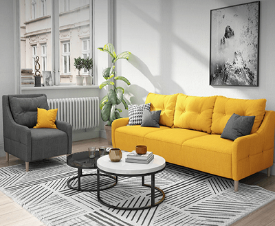 Ghế sofa dài bọc nỉ khung gỗ tự nhiên GSF75 hiện đại