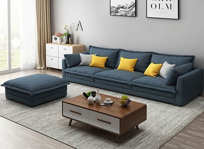 Ghế sofa văng gia đình bọc nỉ hiện đại GSF62 kê sát tường