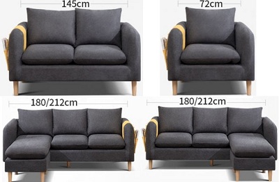 Ghế sofa bọc nỉ cao cấp thiết kế đẹp GSF45 chân gỗ
