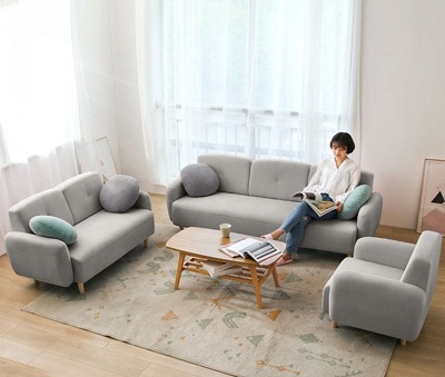 Bộ ghế sofa cho gia đình bọc vải nỉ GSF44