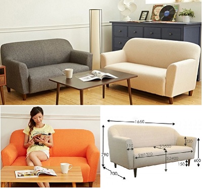 Ghế sofa văng bọc nỉ dài 166cm GSF250 dùng trong phòng ngủ