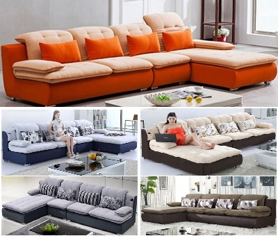 Ghế sofa góc L mút mềm bọc nỉ GSF244 Sofa góc L phòng khách