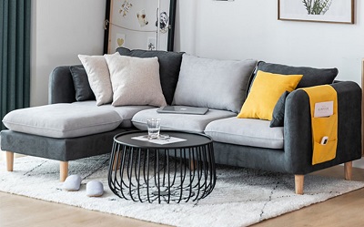 Ghế sofa L bọc nỉ khung gỗ tự nhiên GSF59 chất lượng