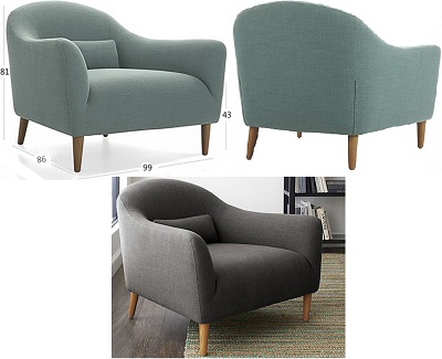 Ghế sofa đơn bọc Nỉ kiểu dáng mềm mại GSF233