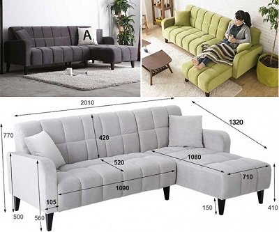 Ghế sofa góc L bọc nỉ sang trọng 201cm GSF215 chắc chắn hoàn hảo