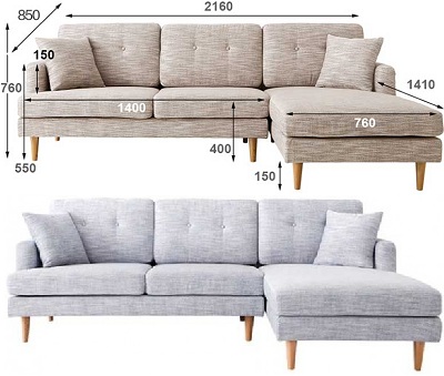 Ghế sofa sofa phòng khách góc L bọc nỉ GSF208 thiết kế đẹp