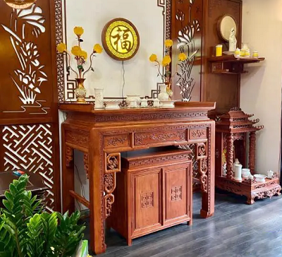 Bàn thờ gỗ hương tự nhiên 1530 x 690 x 1270 mm BTD02