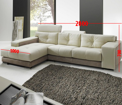 Ghế sofa da hình chữ L dùng trong phòng khách GSF258