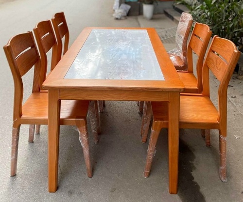 Bộ bàn ăn gỗ sồi mặt đá