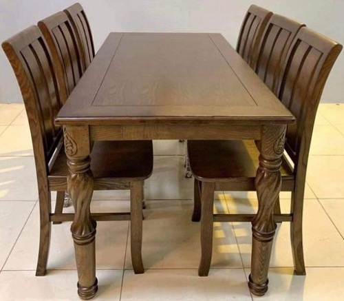 Bộ bàn ăn gỗ sồi chân trụ tiện tròn PA92 nhỏ xinh, độc đáo, lịch sự