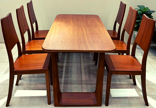 Bàn ăn gỗ xoan đào chân quỳ PA111