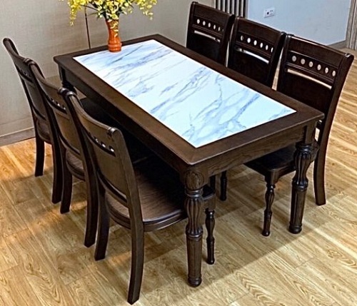 Bộ bàn ăn mặt đá gỗ sồi phòng ăn PA95