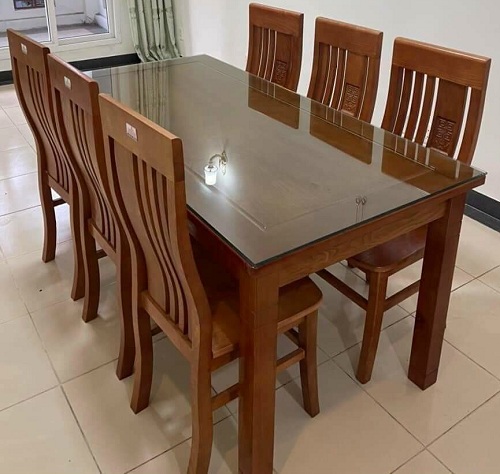 Bộ bàn ăn gỗ sồi 6 ghế ngồi rộng 1m6 PA72