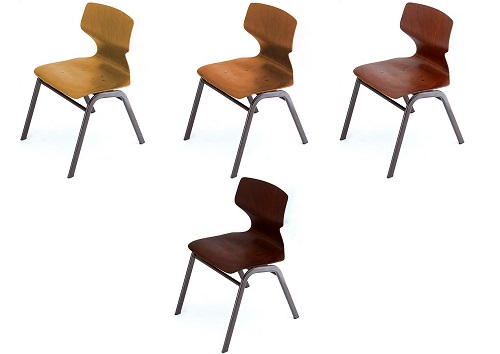 Ghế đơn lớp học mặt ngồi ván gỗ ép uốn cong Gauss Chair ZG 525 ZG-525