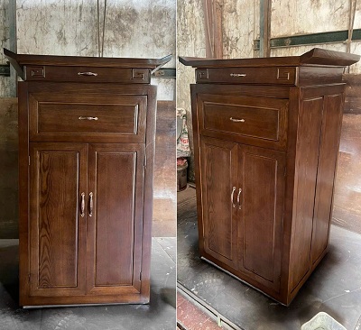 Tủ thờ gỗ sồi kết hợp tủ rộng 81cm BTD43