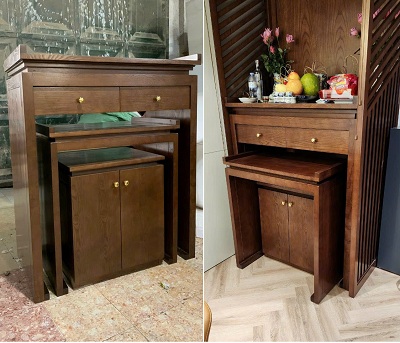 Bàn thờ gỗ sồi nga chân đứng hiện đại BTD27