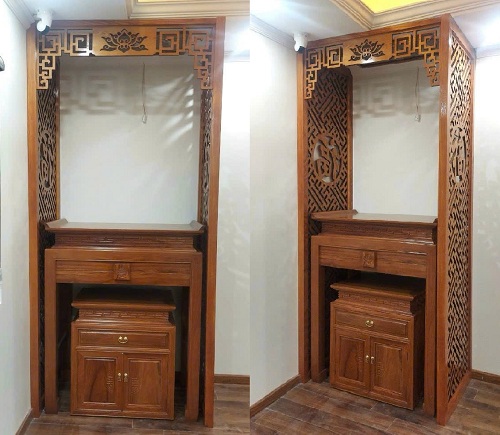 Bàn thờ đứng hiện đại gỗ sồi 107 chung cư nhỏ gọn BTD16 đơn giản