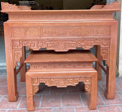 Bàn thờ đứng chung cư gỗ sồi BTD39