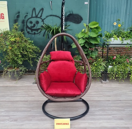 Xích đu phượng hoàng bo cạp mây nhựa XD03 khung sắt sơn tĩnh điện