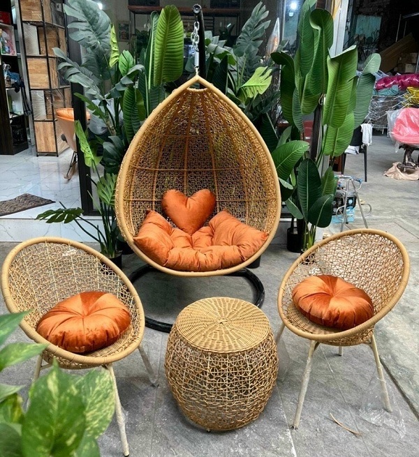 Bộ ghế xích đu đơn đan rối mây nhựa XD05