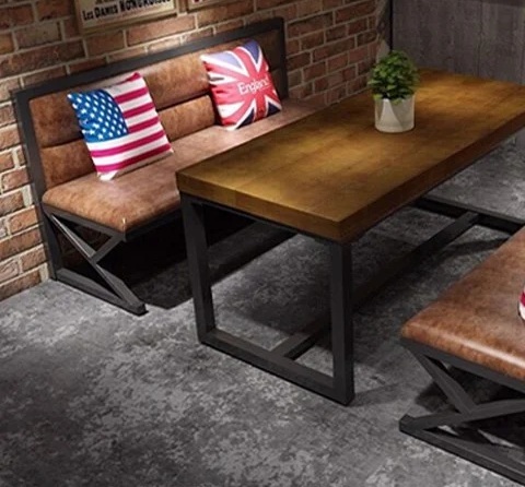 Ghế cafe sofa nêm bọc da, nỉ khung sắt GSF276 nệm da cao cấp sfc04