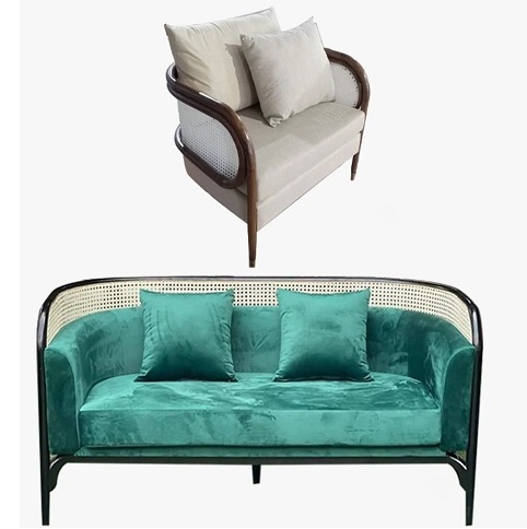 Ghế sofa Rattan khung gỗ lưng đan mây GSF272