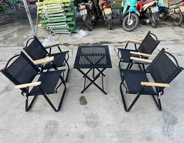 Bộ ghế bàn cafe sắt sơn tĩnh điện, ghế vải lưới BCF08