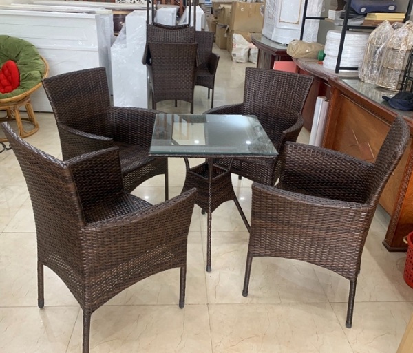 Bàn ghế cafe may nhựa xinh xắn BGN-05 sân vườn hoạt động ngoài trời